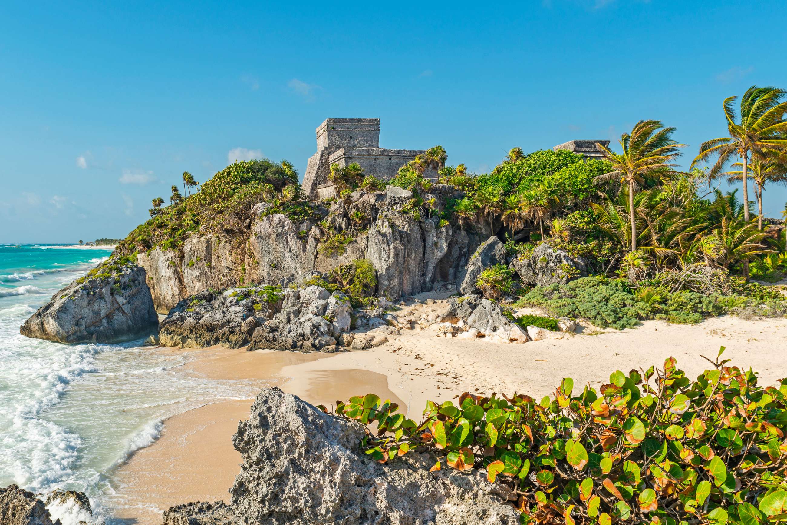 aerial view of Rivera Maya beaches on a sunny day